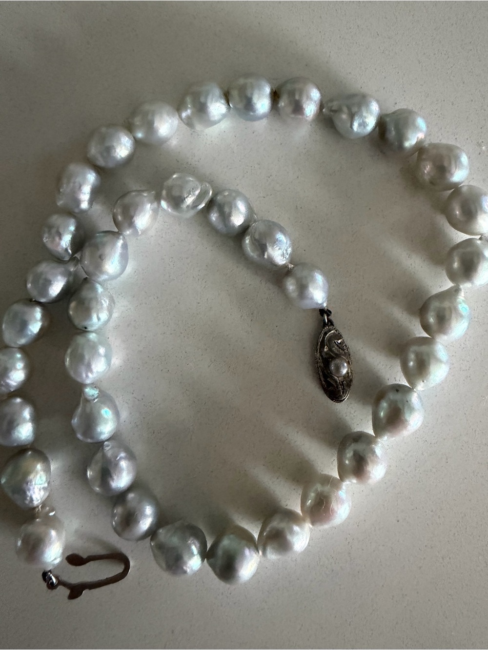 Vintage Blue Fuji Pearl Necklace - Original Box Included